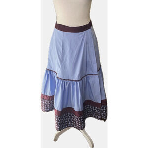 Silvia Tcherassi Drop Waist Wrap Midi Skirt Womens Sz M Blue Floral Pockets